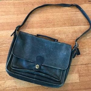 XL Distressed Leather Coach Messenger Bag